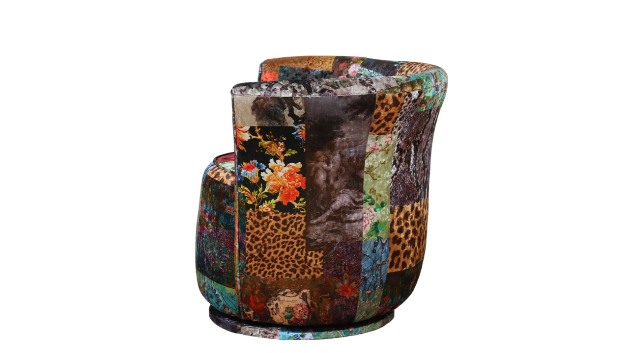 Cheetah Patchwork Tub Swivel Chair