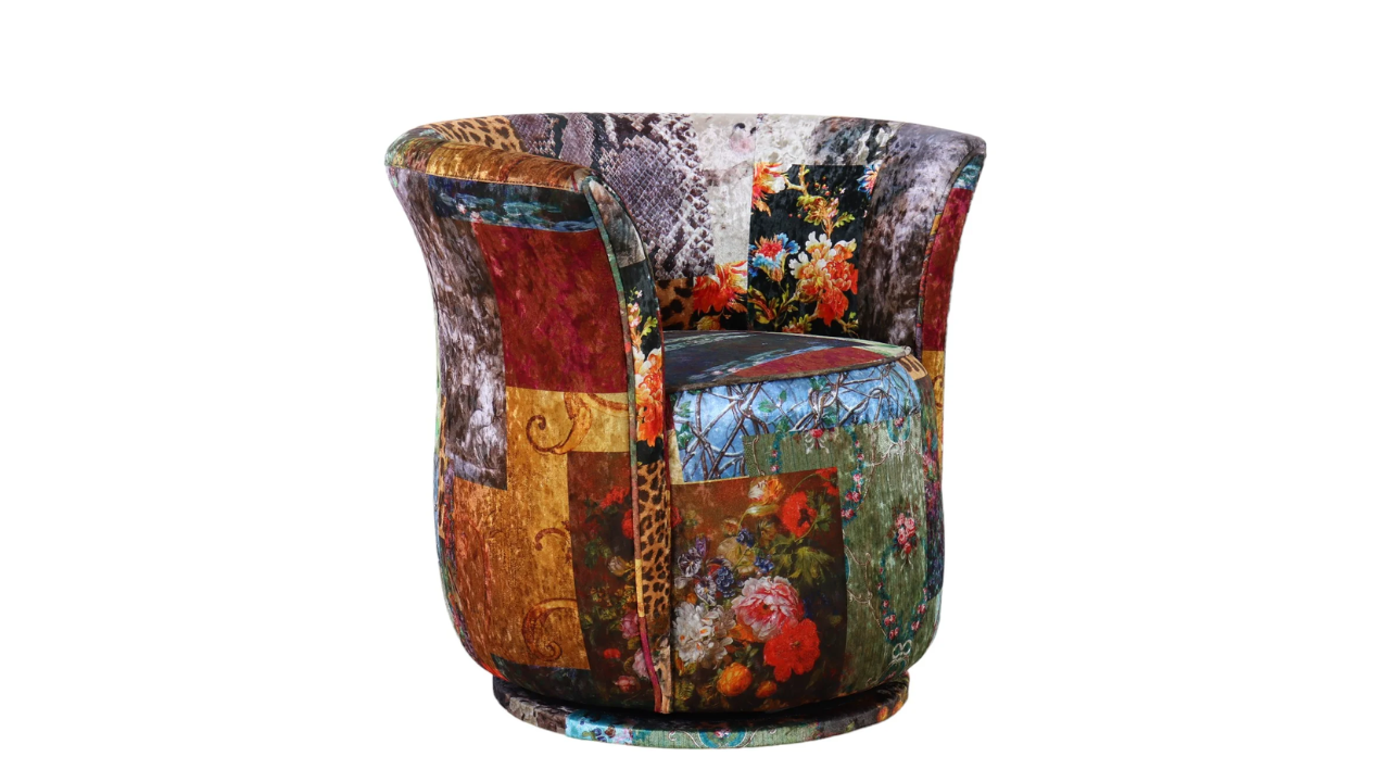 Cheetah Patchwork Tub Swivel Chair