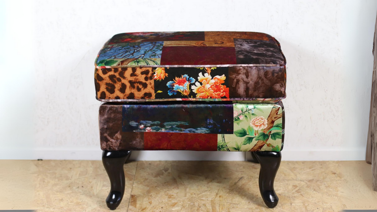 Cheetah Patchwork Ottoman