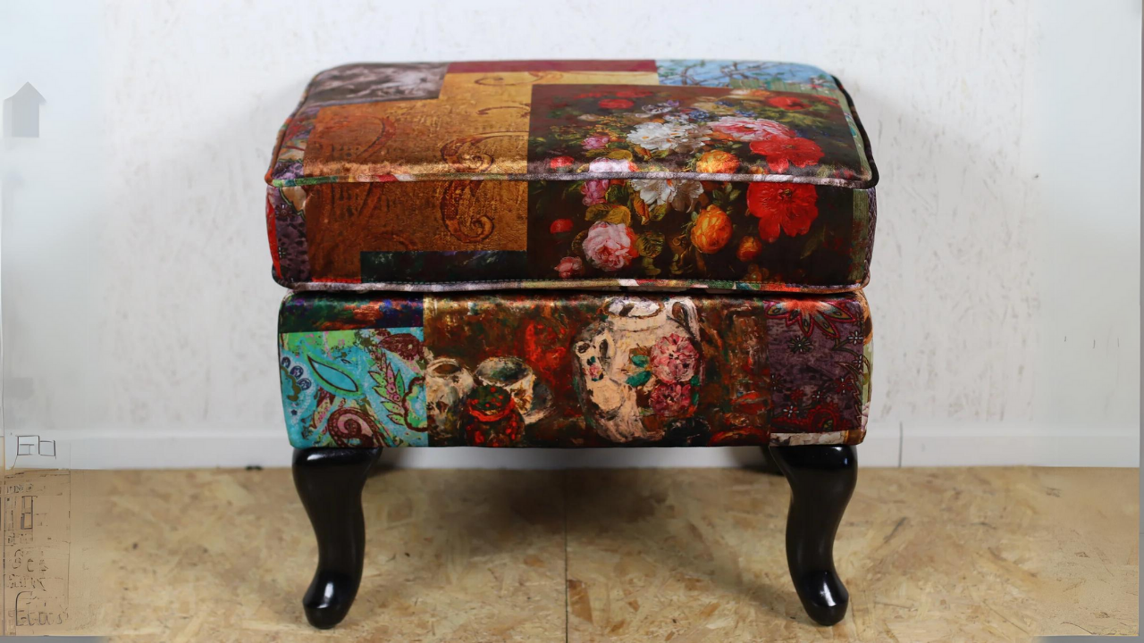 Cheetah Patchwork Ottoman