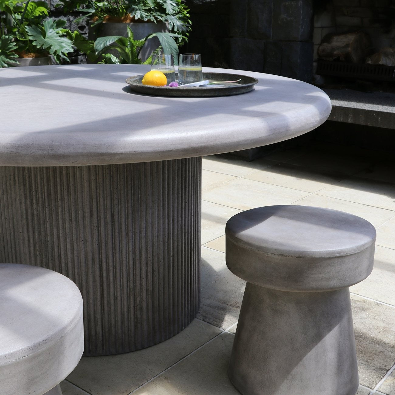 Patras Round Concrete Table Grey-150cm