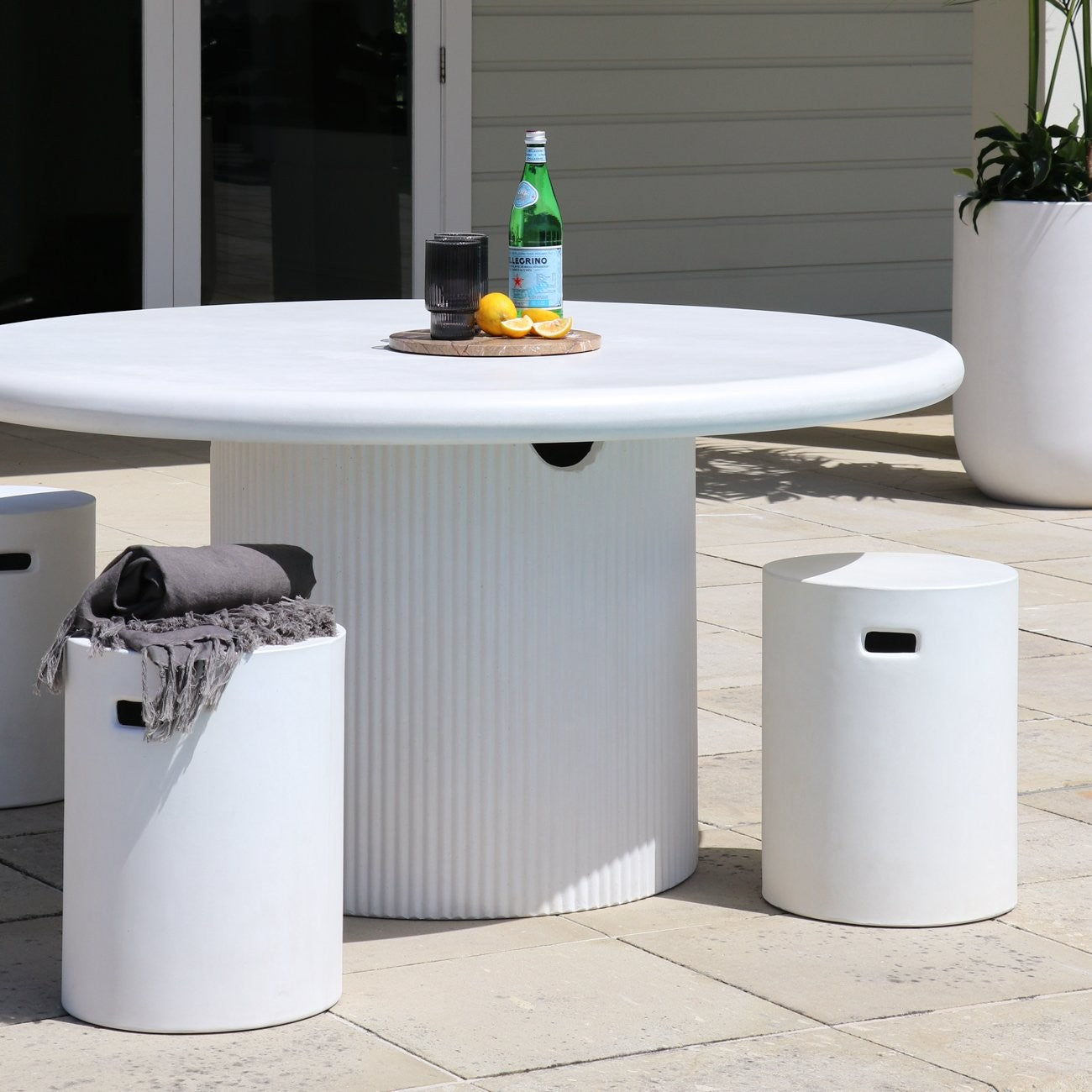 Patras Round Concrete Table White- 150cm