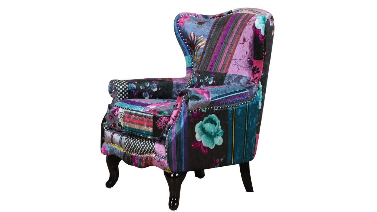 Flower Patchwork Wing Chair