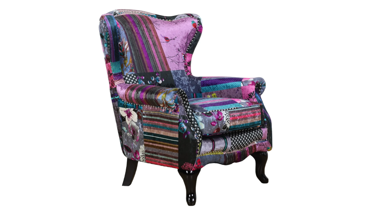 Flower Patchwork Wing Chair