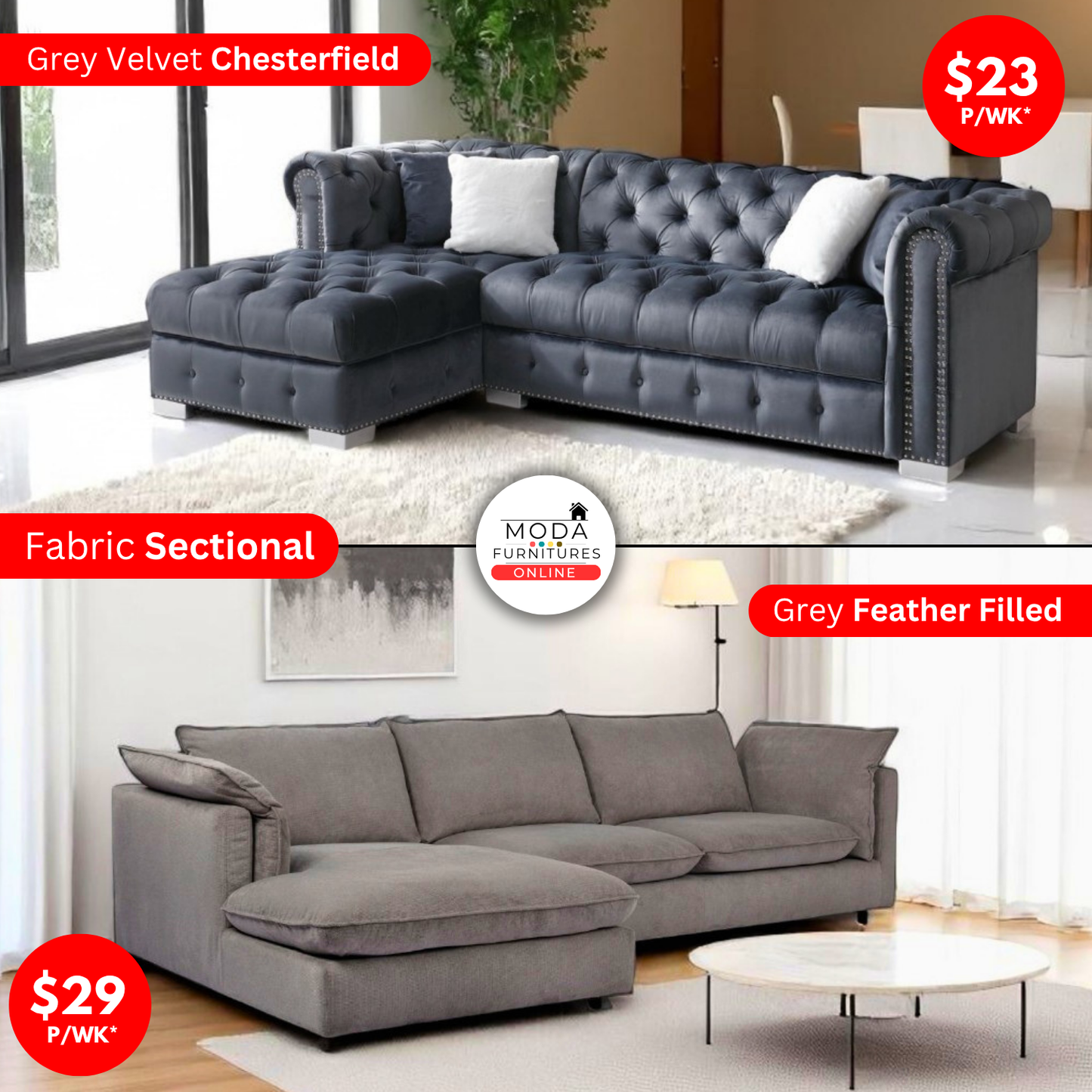 Camden - Evora Sectional Fabric Sofas