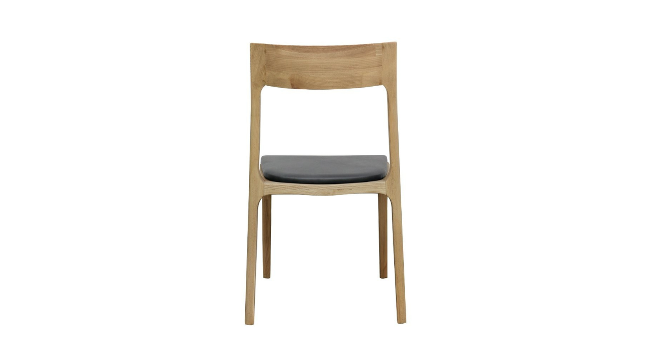 Cooper Stackable Dining Chair - Natural Frame / Black Leather