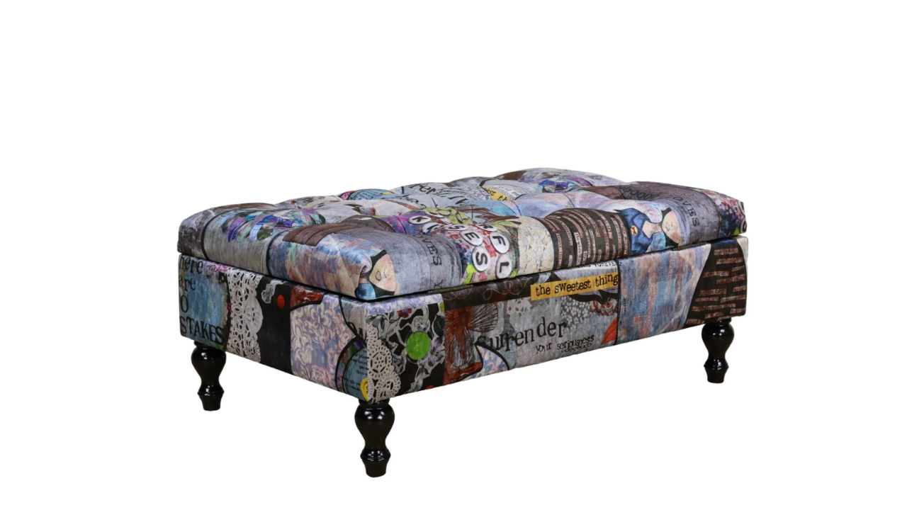 Tweet Patchwork Ottoman with Storage