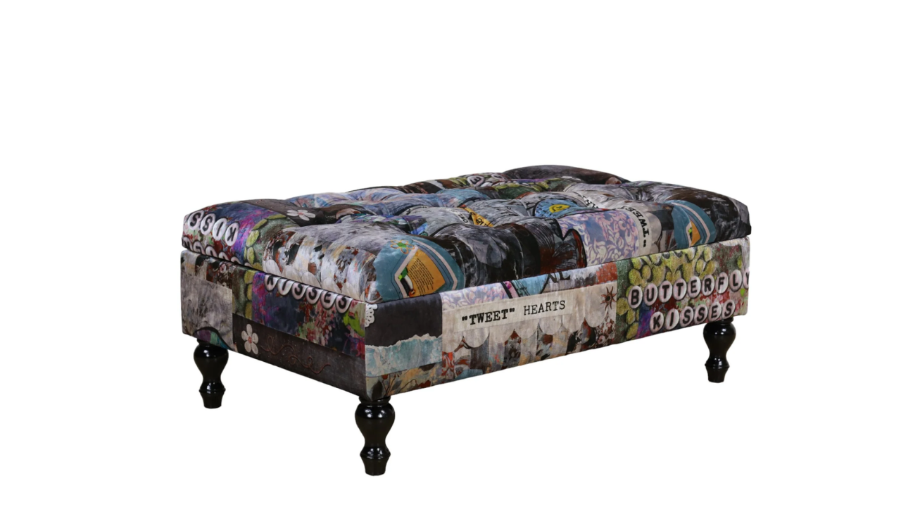 Tweet Patchwork Ottoman with Storage