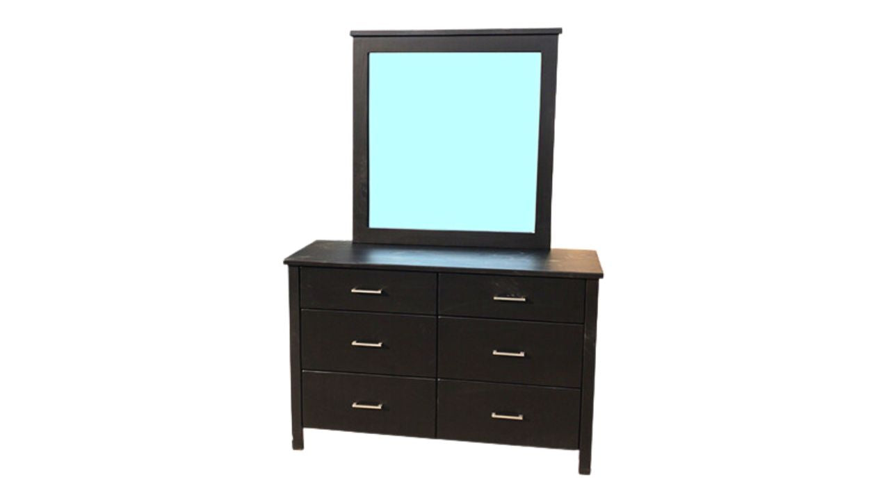 Nordic Dresser with Mirror 6 Drw (Black)