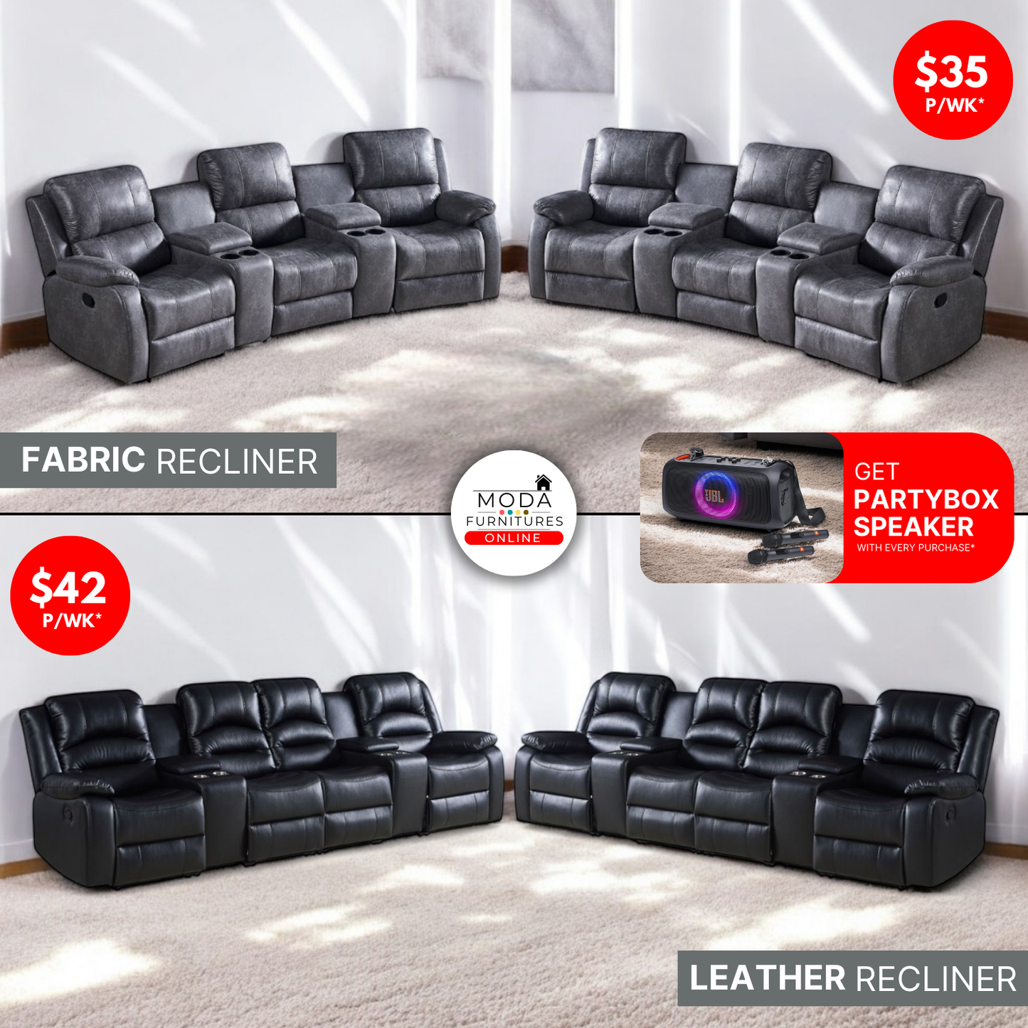 Lounge Suite - Big Corner Recliner