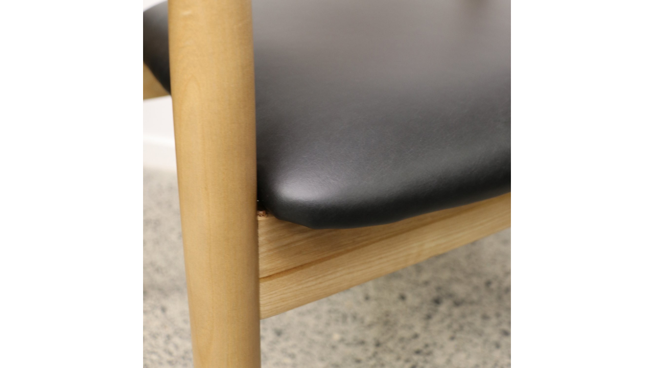 Ealing Dining Chair - Natural Frame, Black Leather