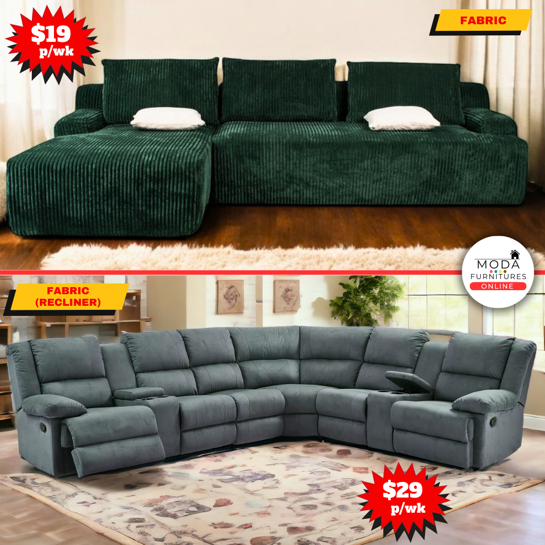 Fabric Lounge Suite - Corner/L-Shape