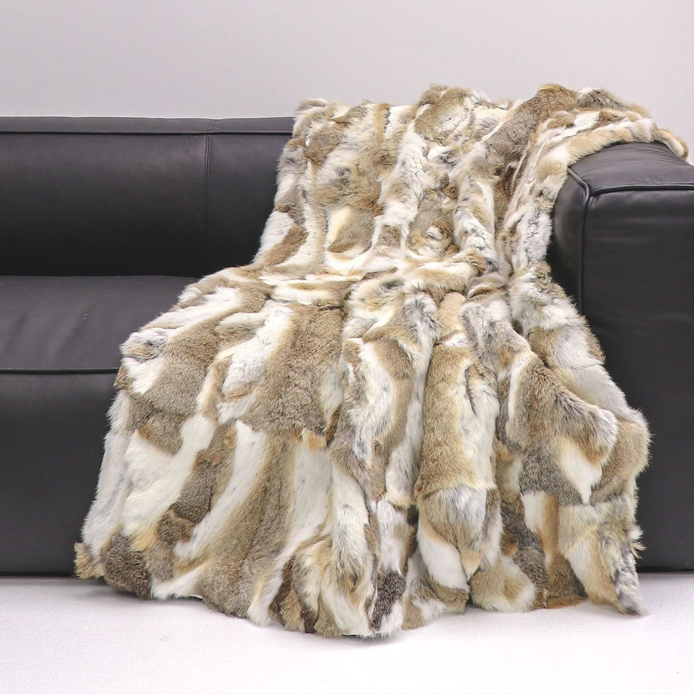 Arctic Rabbit Throw Patched Natural