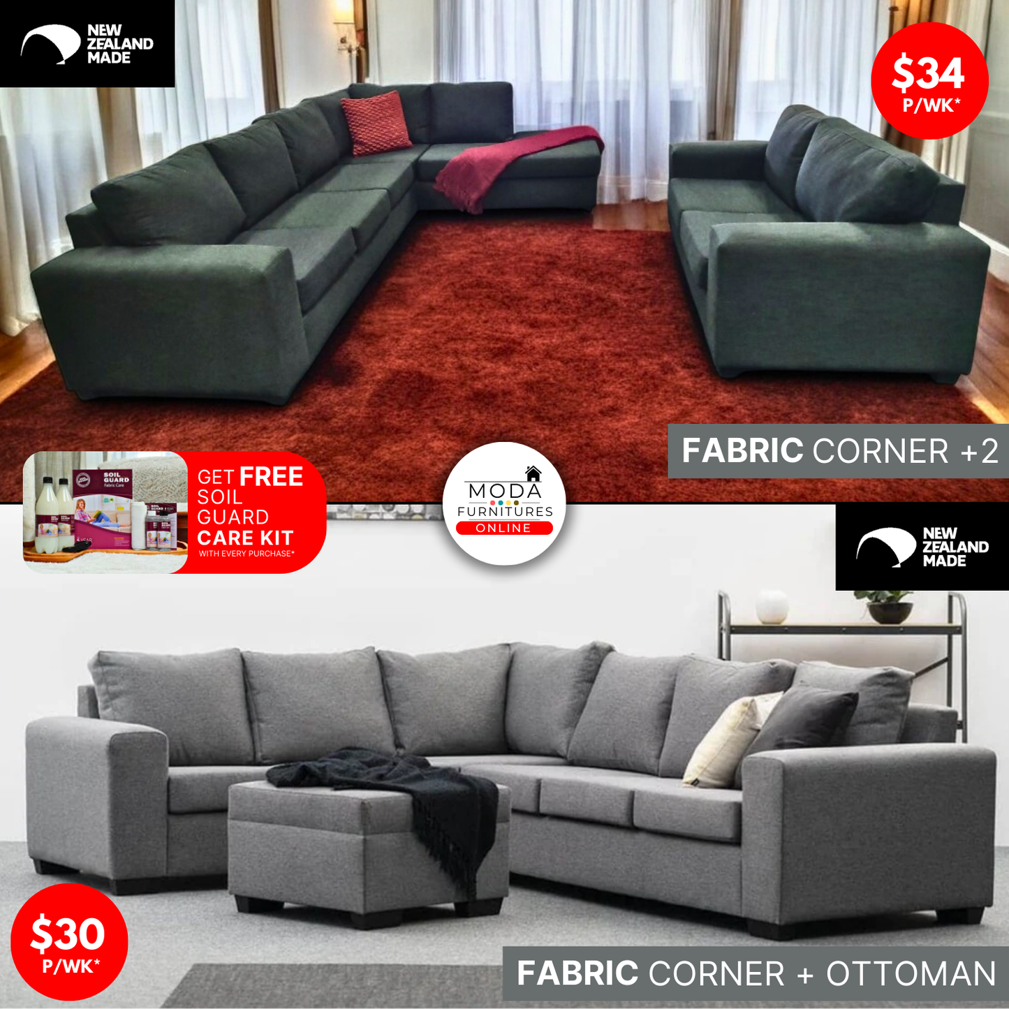 Lounge Suite - NZ Made Fabric