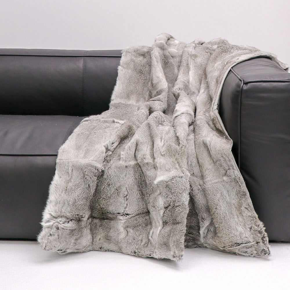 Arctic Rabbit Throw Full Skin Grey