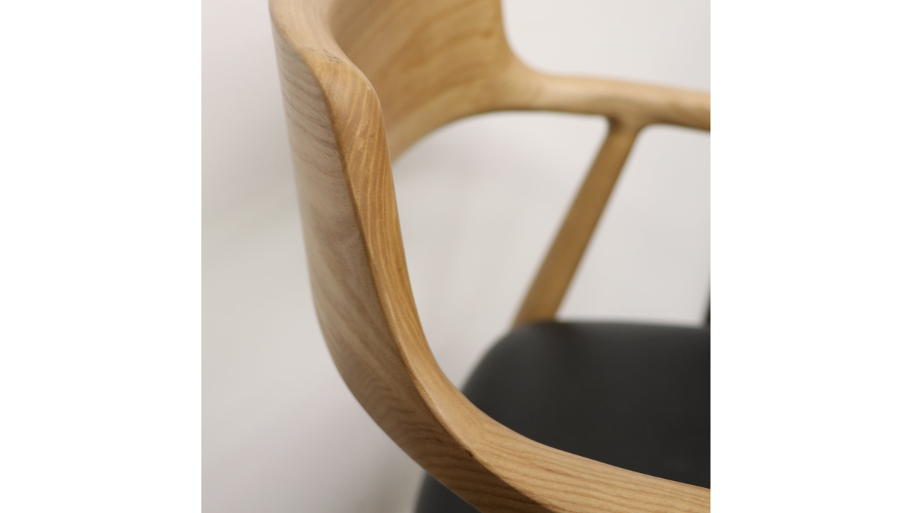 Ealing Dining Chair - Natural Frame, Black Leather