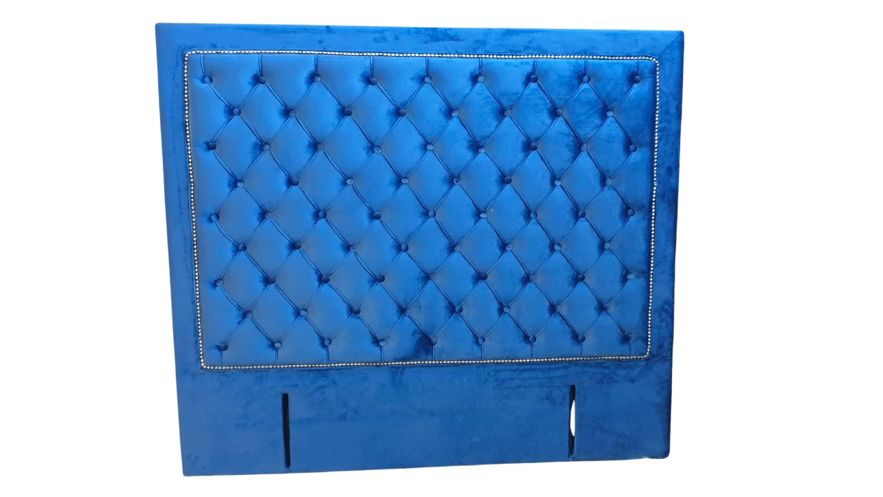 Ernust Buttoned Headboard- Navy Blue Velvet