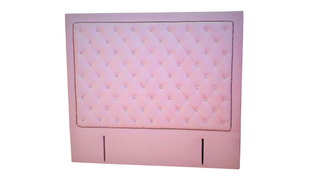 Ernust Buttoned Headboard - Pink Velvet