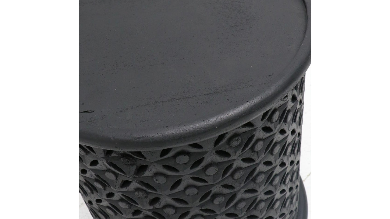 Bamileke Round Side Table - Aged Black