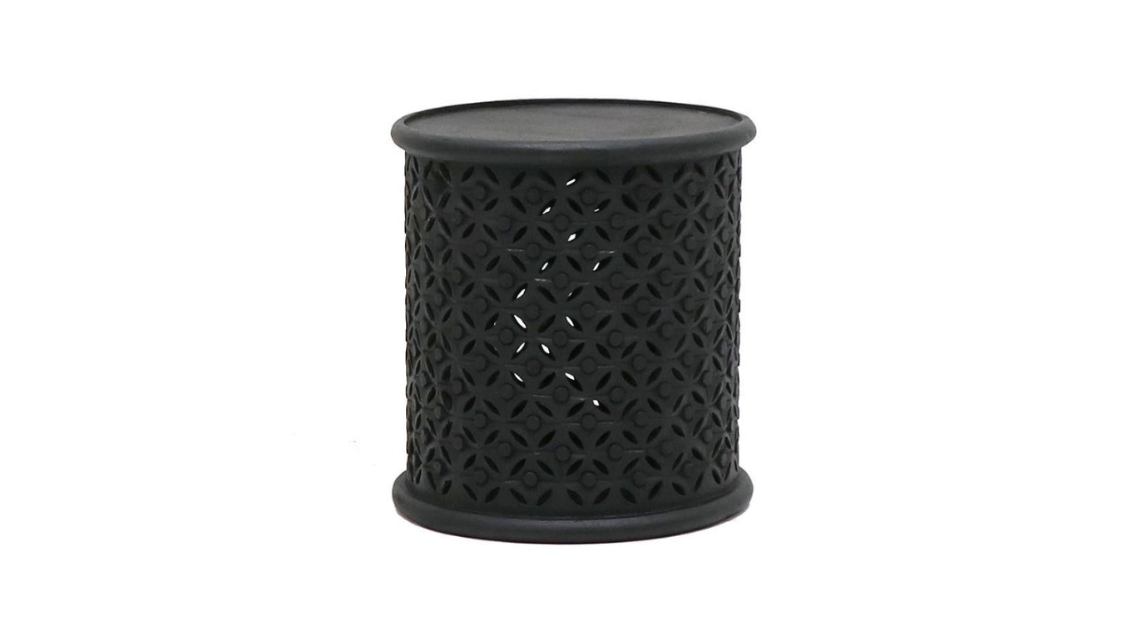 Bamileke Round Side Table - Aged Black