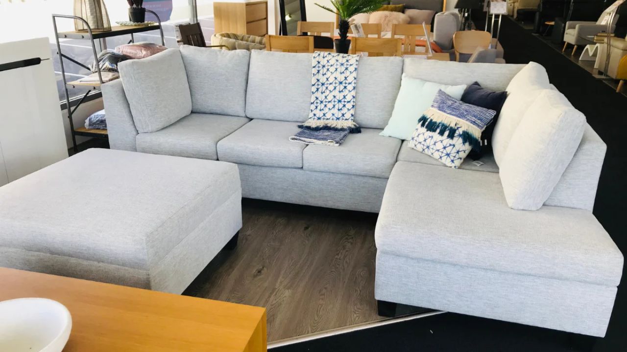 Mossley Fabric Sofa with Chaise & Ottoman (NZ Made)