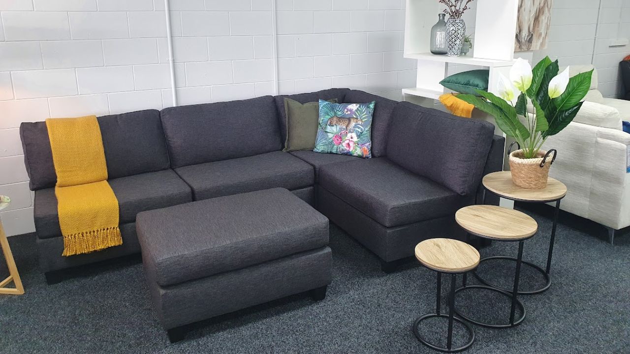 Mabel Fabric Modular Corner Sofa with Ottoman (NZ Made)