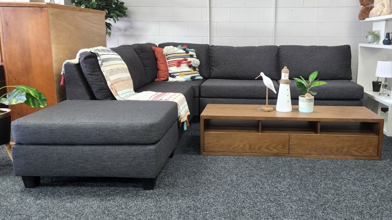 Mabel Fabric Modular Corner Sofa with Ottoman (NZ Made)