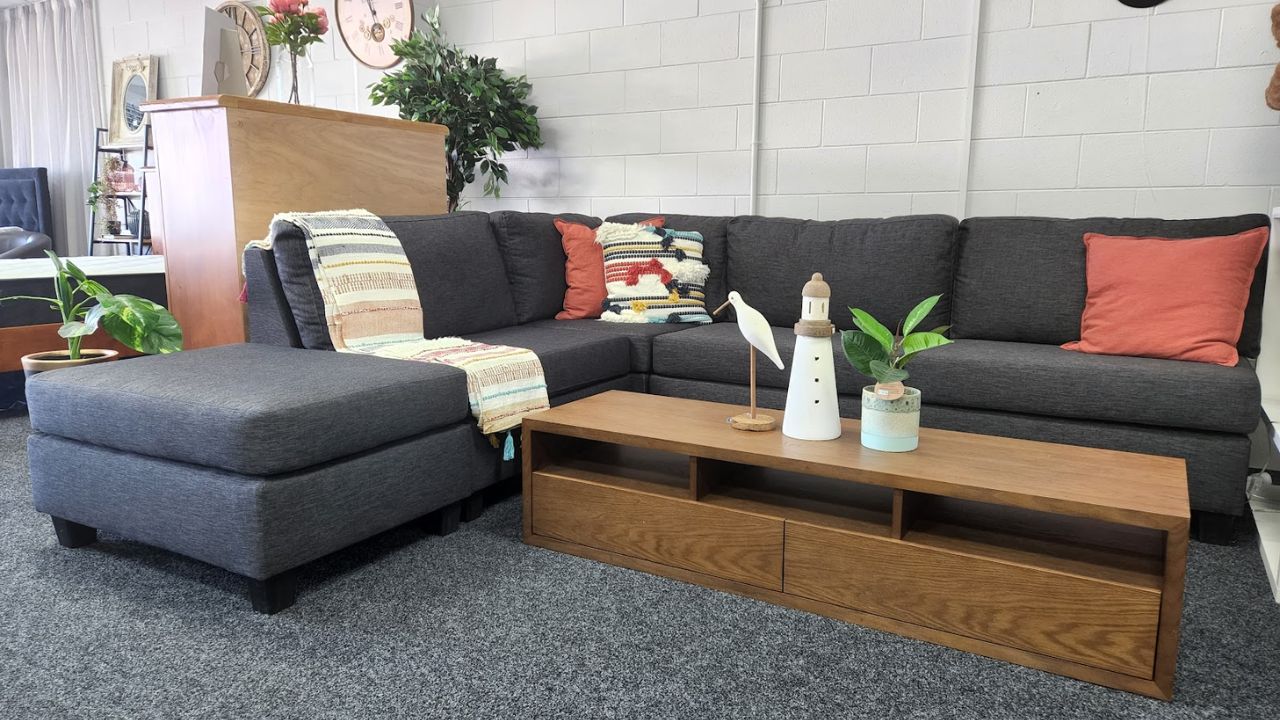 Mabel Fabric Modular Corner Sofa with Ottoman (NZ Made)