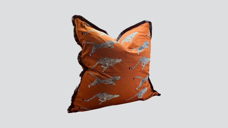 Zebra Print Cushion Cover - Orange Velvet