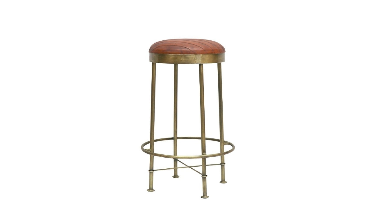 Chandri Brass Finish & Leather Barstool 75cm