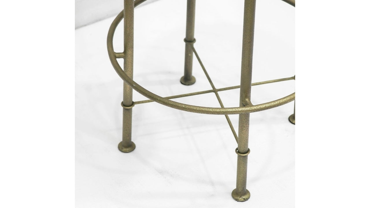 Chandri Brass Finish & Leather Barstool - 65cm