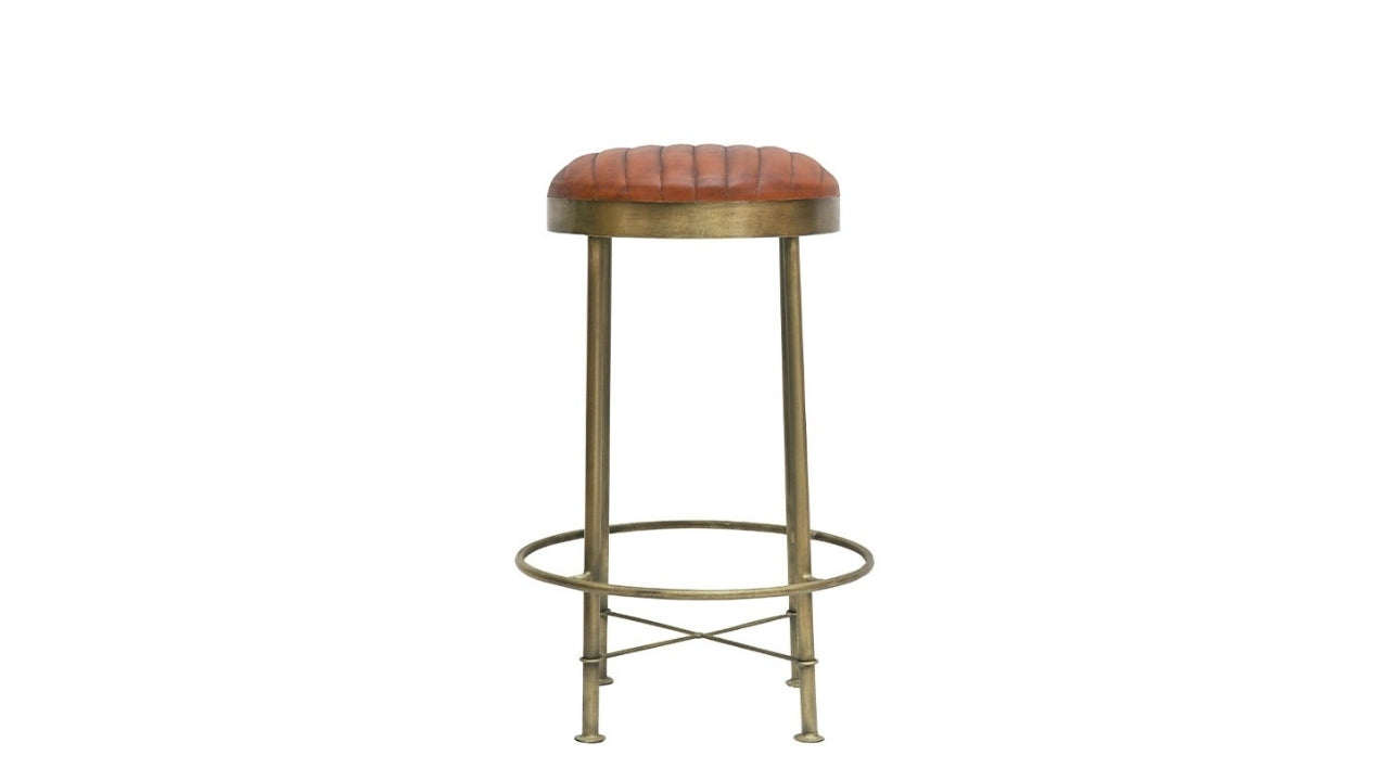 Chandri Brass Finish & Leather Barstool 75cm