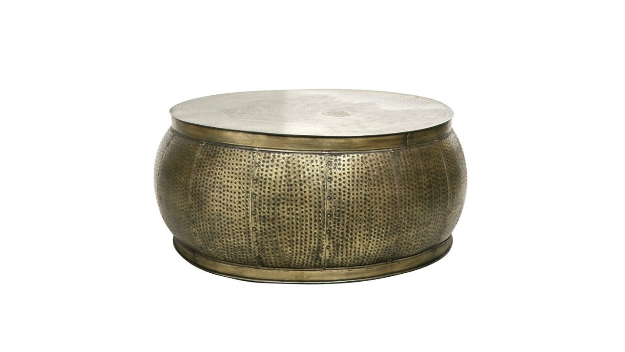 Chandri Round Hammered Brass Coffee Table