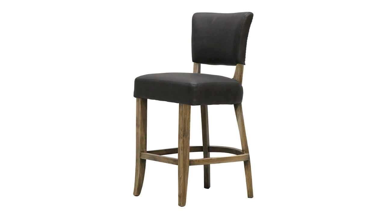 Crane Leather Barstool - Black