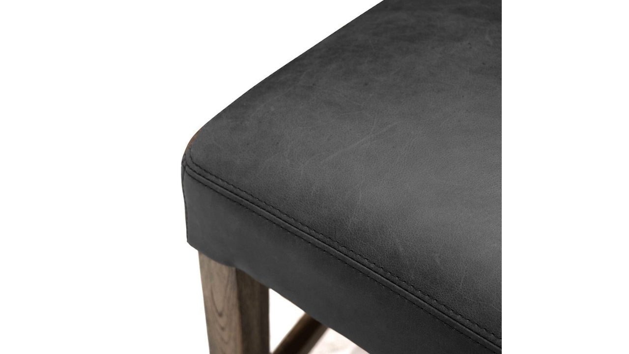 Crane Leather Barstool - Black