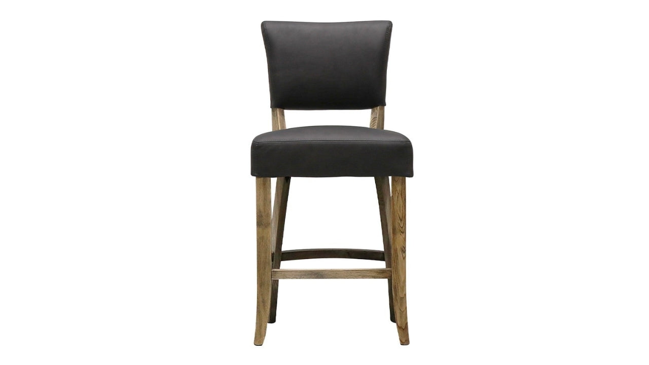 Crane Leather Barstool - Black