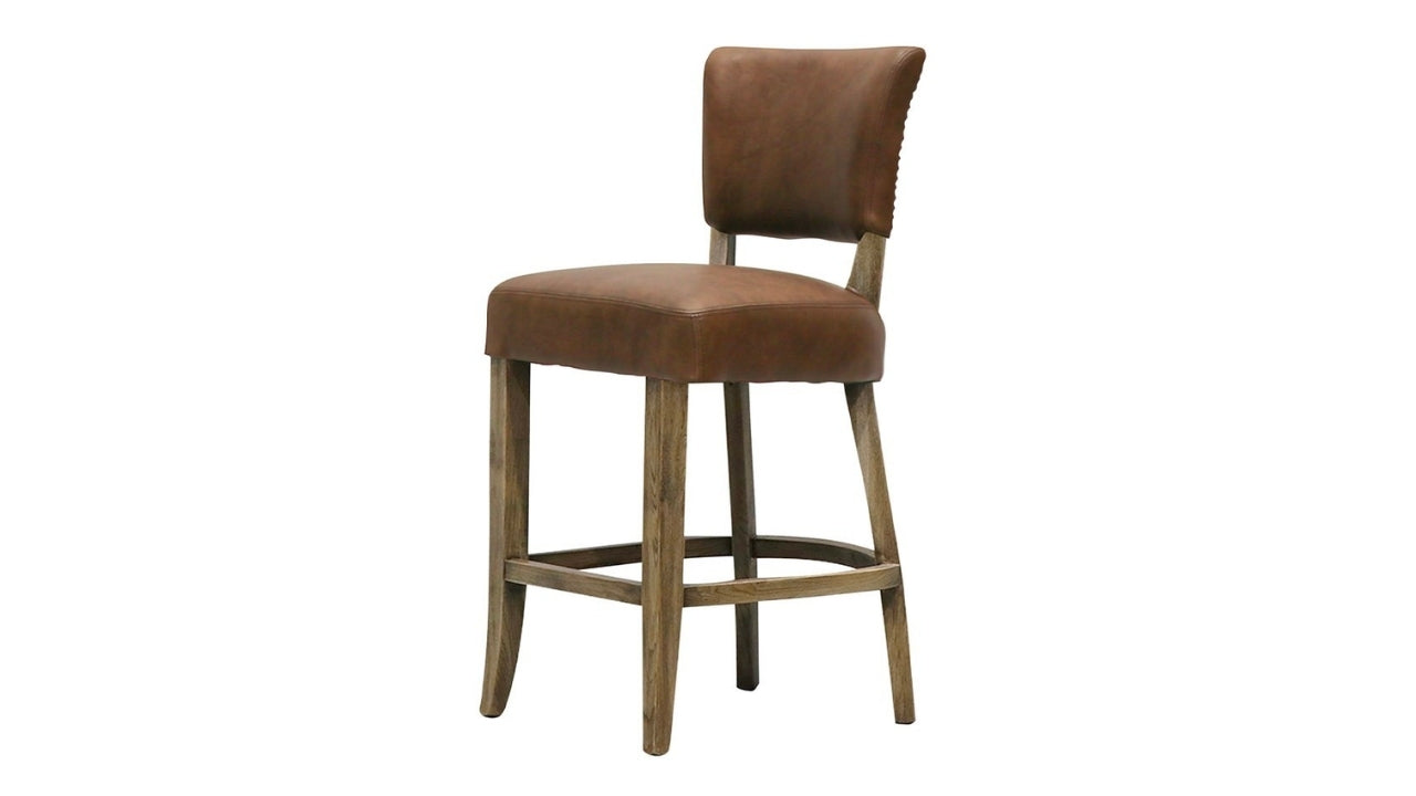 Crane Leather Barstool - Brown