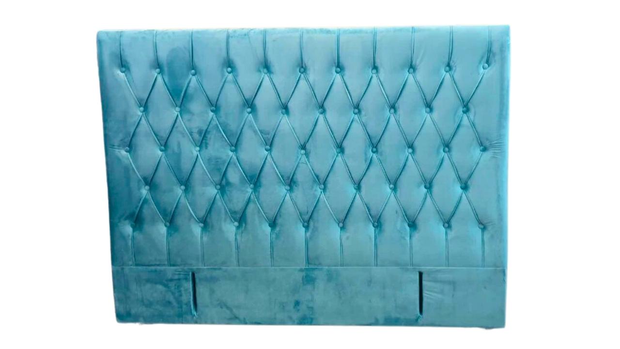 Efe Buttoned Headboard- Tiffany Blue Velvet