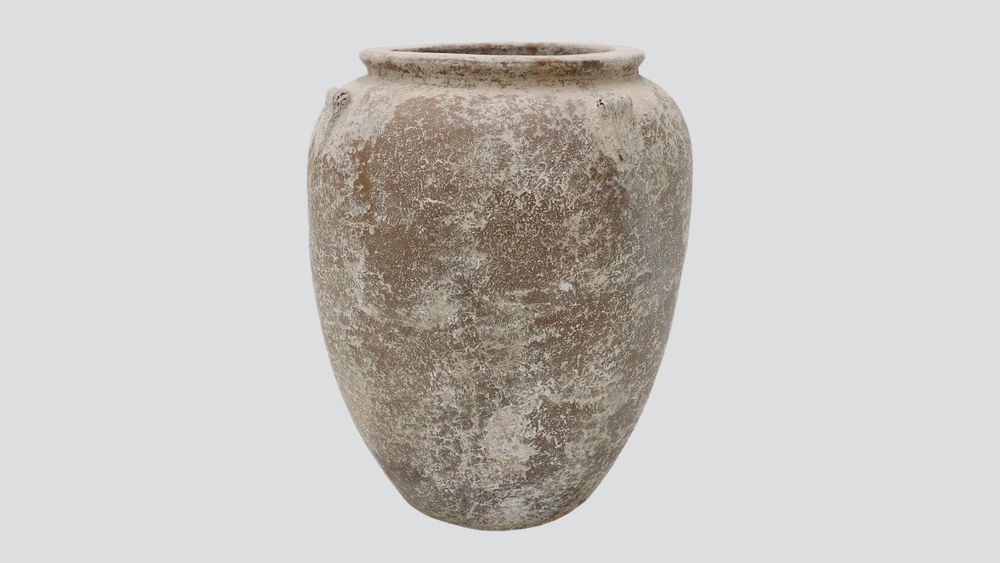 Gaia Planter with Lugs - Weathered Cream Wash - Large