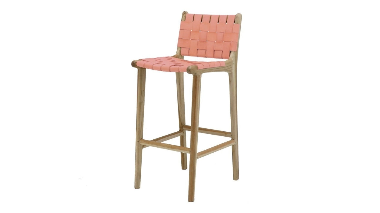 Hayes Leather Barstool - Nude