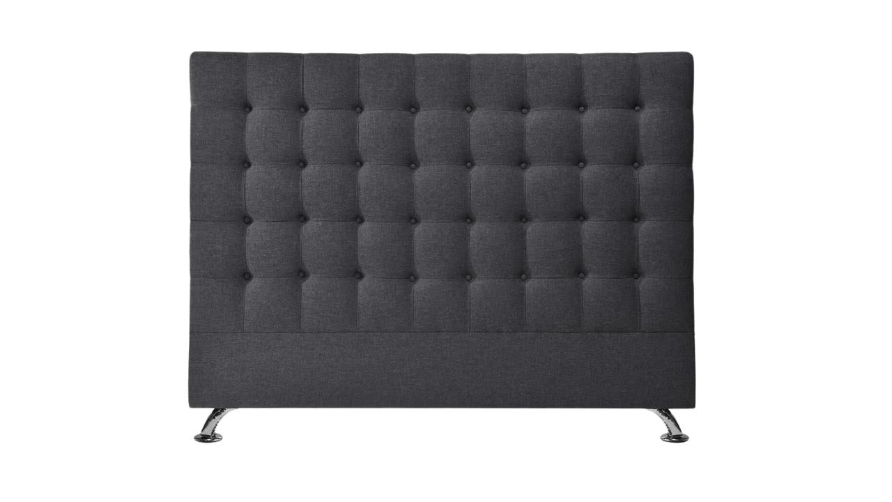 Kálfr Buttoned Headboard- Grey Fabric