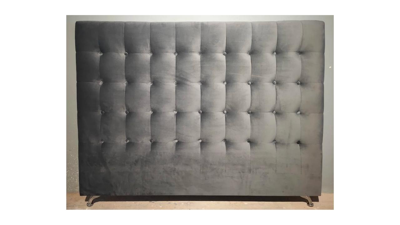 Kálfr Buttoned Headboard- Grey Velvet