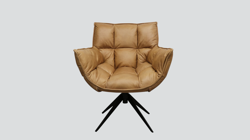 Memphis Swivel Armchair - Tan Leather