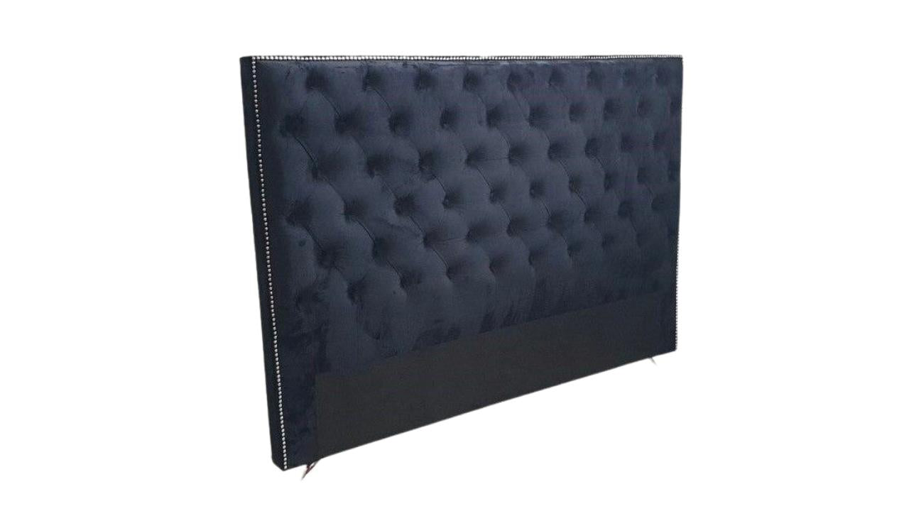 Toki Buttoned Headboard- Black Velvet with Studs