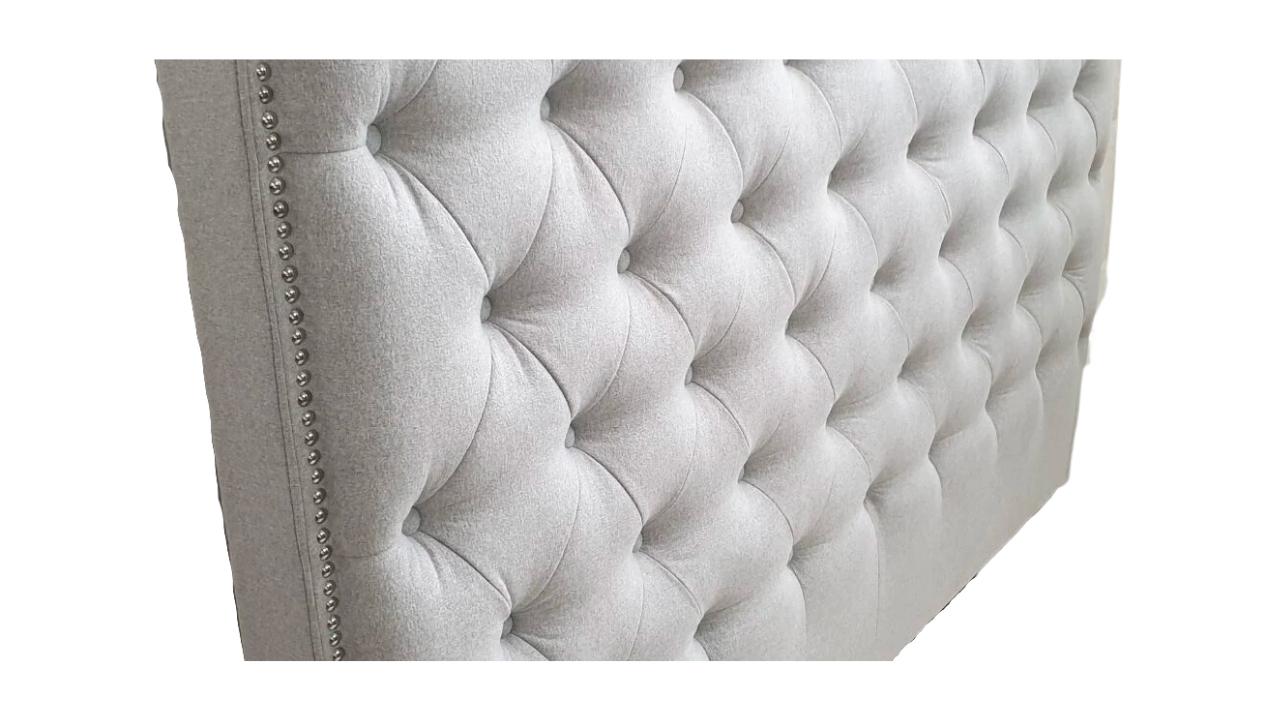 Toki Buttoned Headboard- Pale Grey