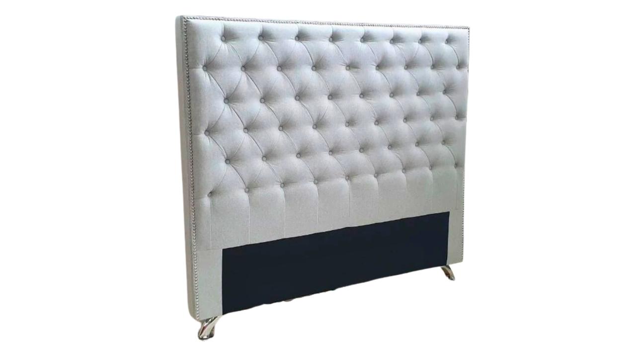 Toki Buttoned Headboard- Pale Grey