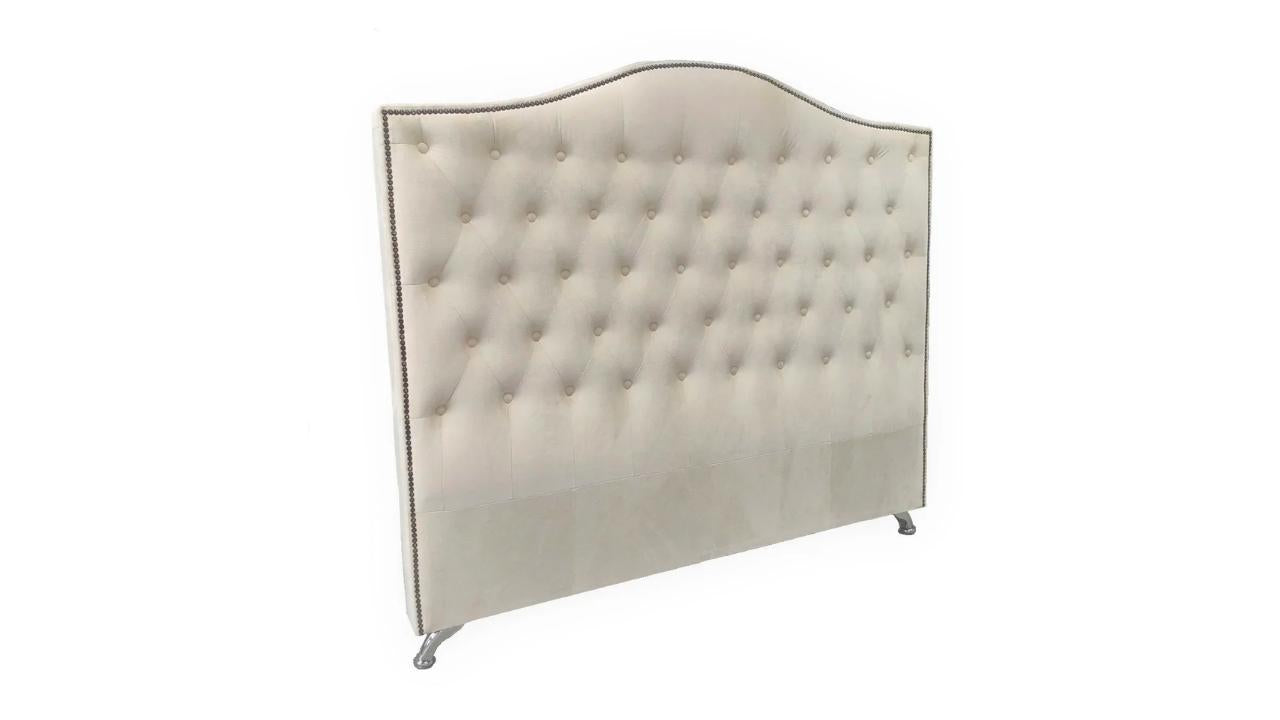 Emalyn Buttoned Headboard- Cream Velvet