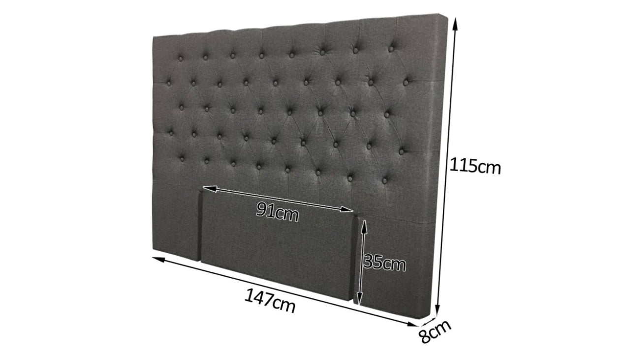 Lowe Headboard Double Velvet Grey
