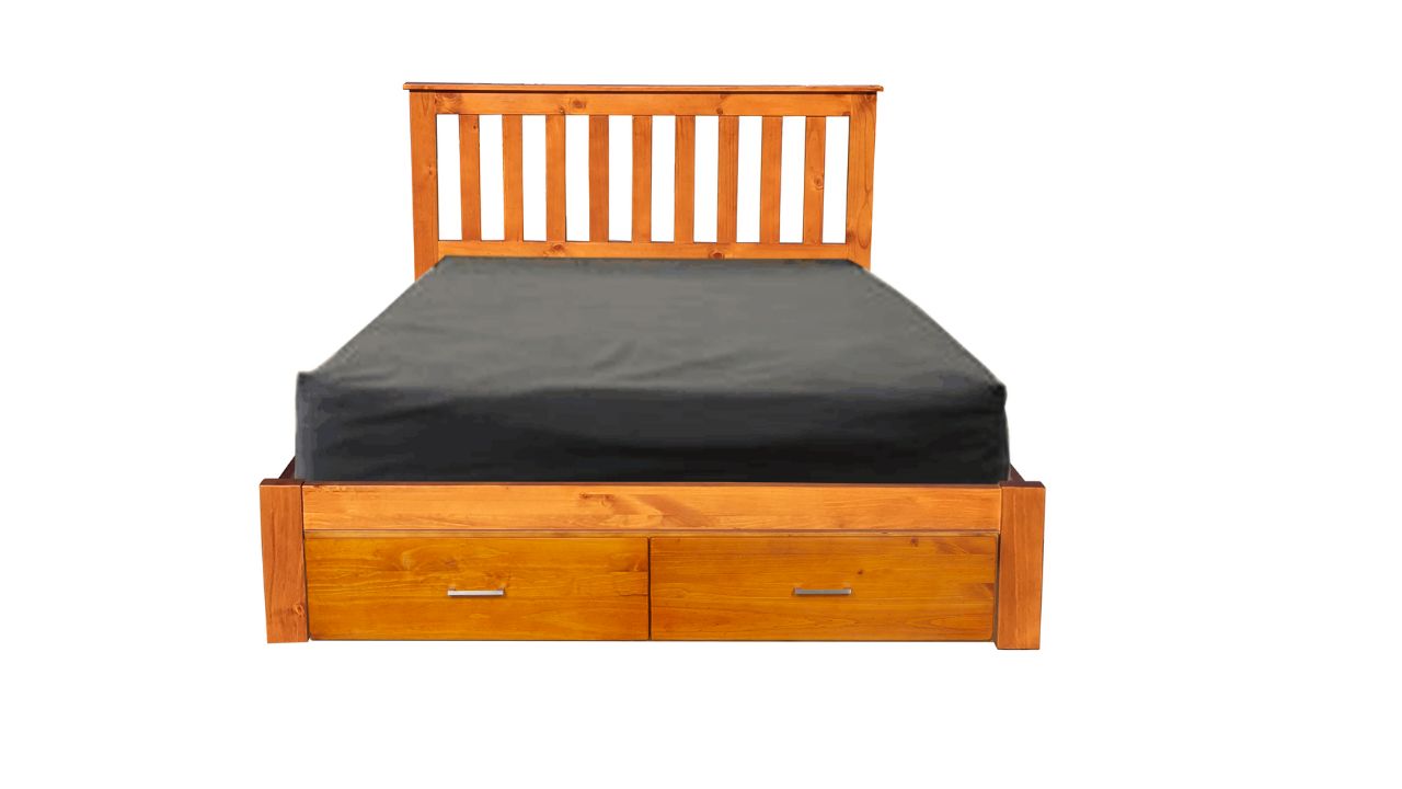 York Bed Frame with Front Storage Drawers (Pine)