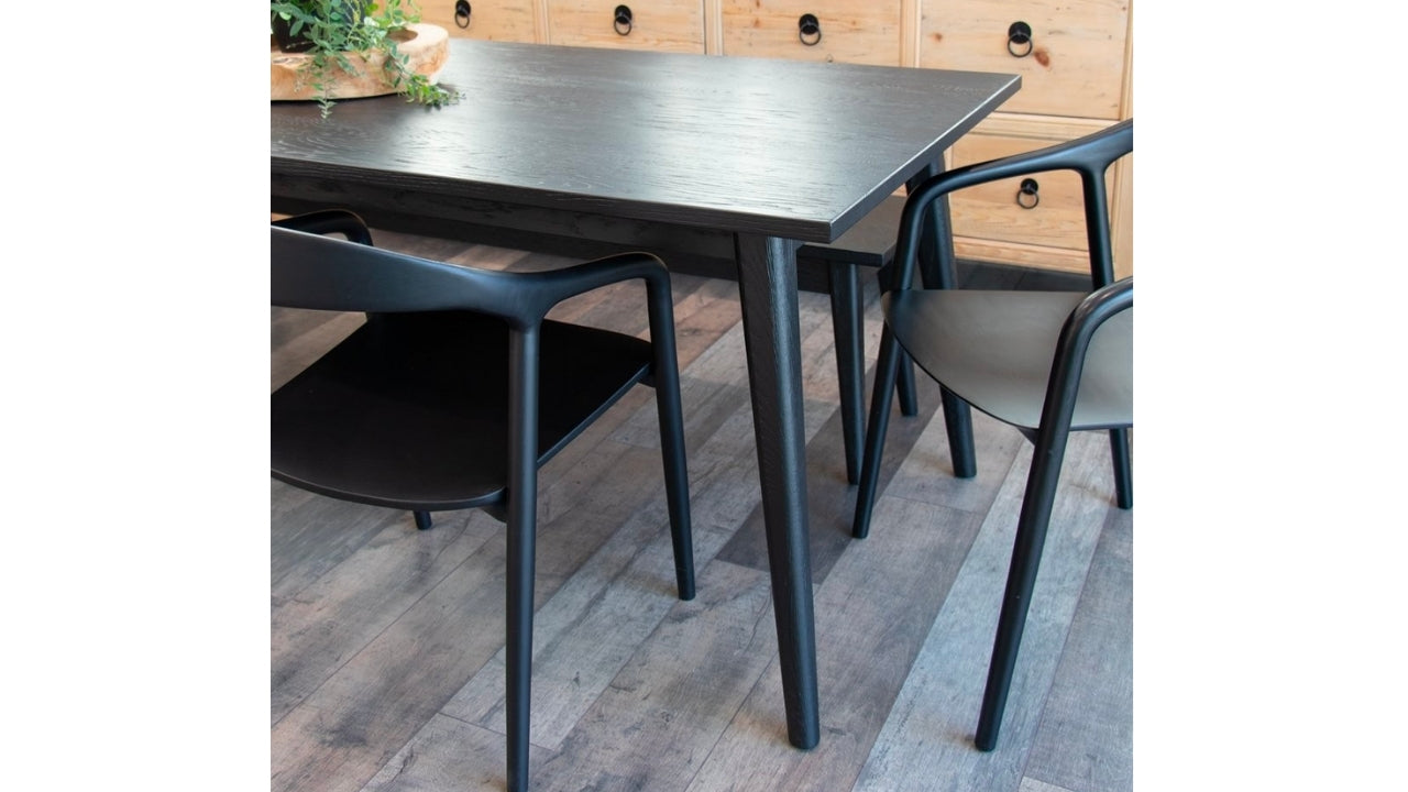 VAASA OAK DINING TABLE MATTE BLACK- 220CM